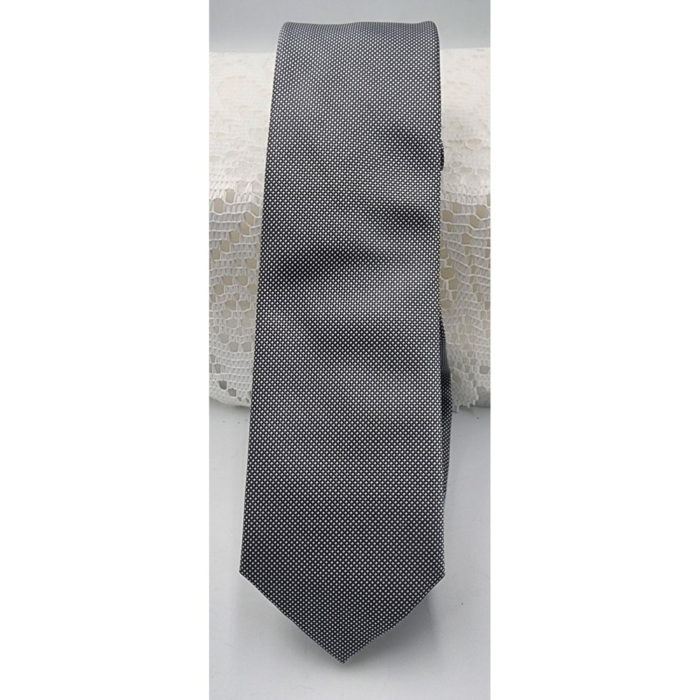 Bergamo New York Men's Necktie 2 3/4‎ inch Black Gray White